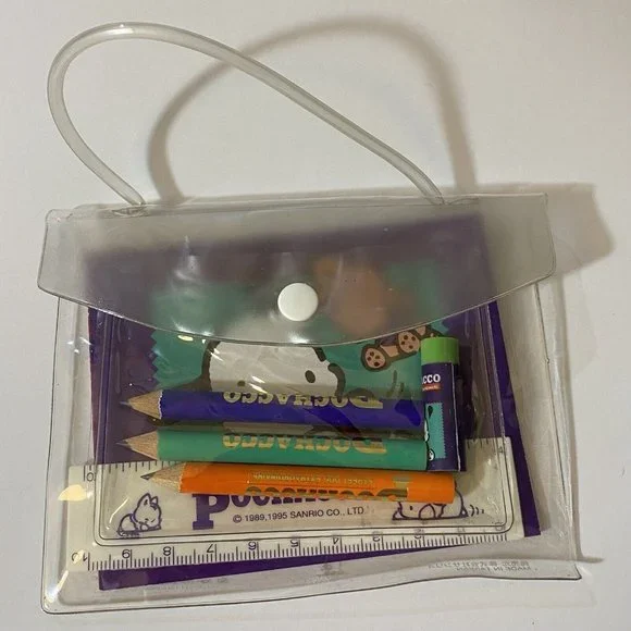 Vintage Sanrio Pochacco 1989 1995 Mini Stationery Set Pencils Notepad Ruler - Picture 5 of 8